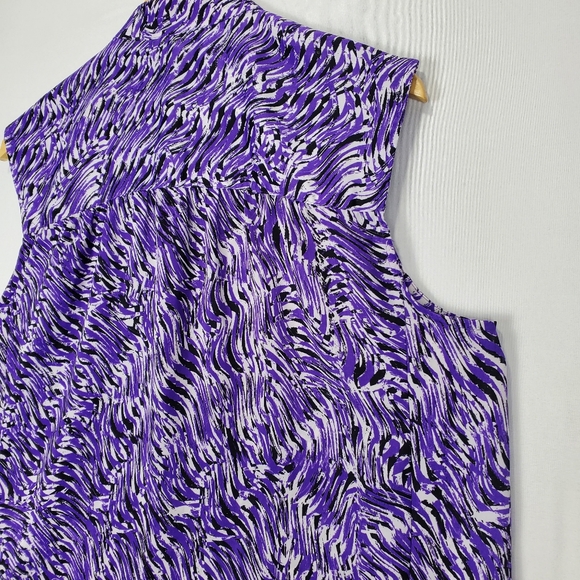 Calvin Klein Sleeveless Blouse Size Large with Purple, Black, and White Pattern - Picture 9 of 16